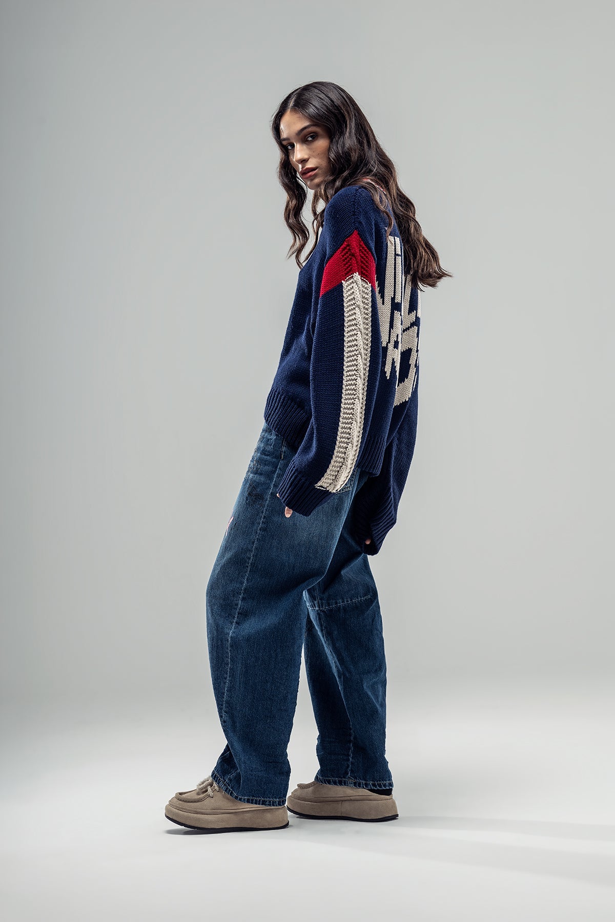 Navy Blue Knit Sweater 20034