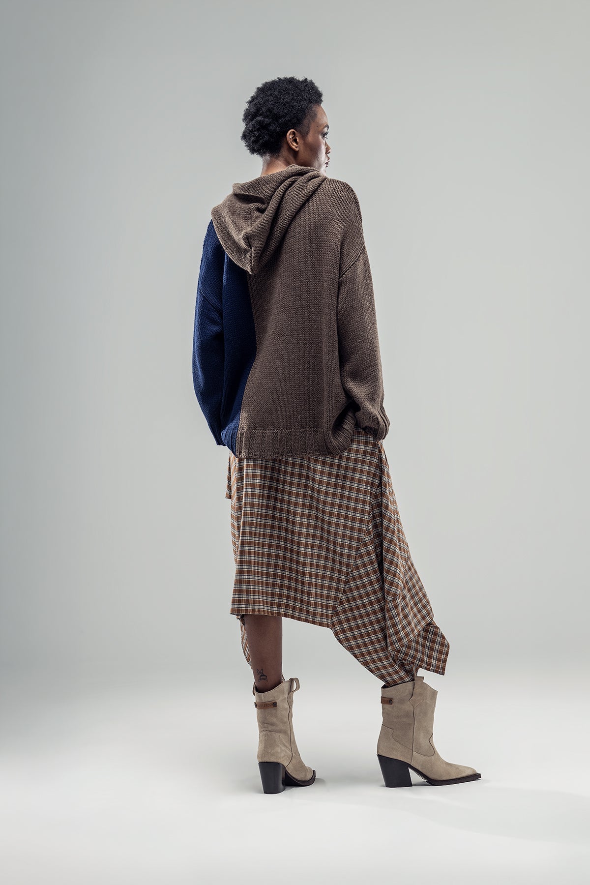 Camel Brown Grey Skirt 20159