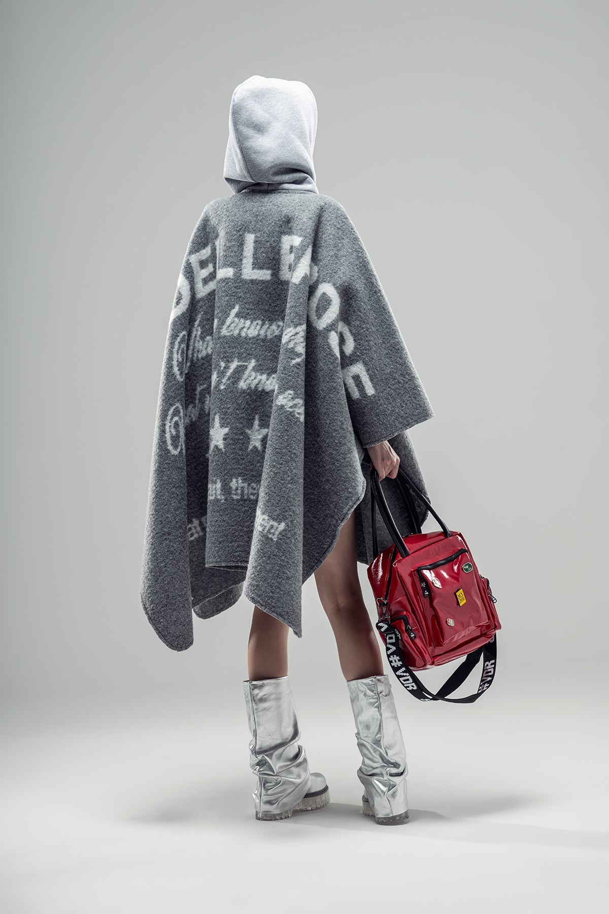 Grey Melange Poncho 20327