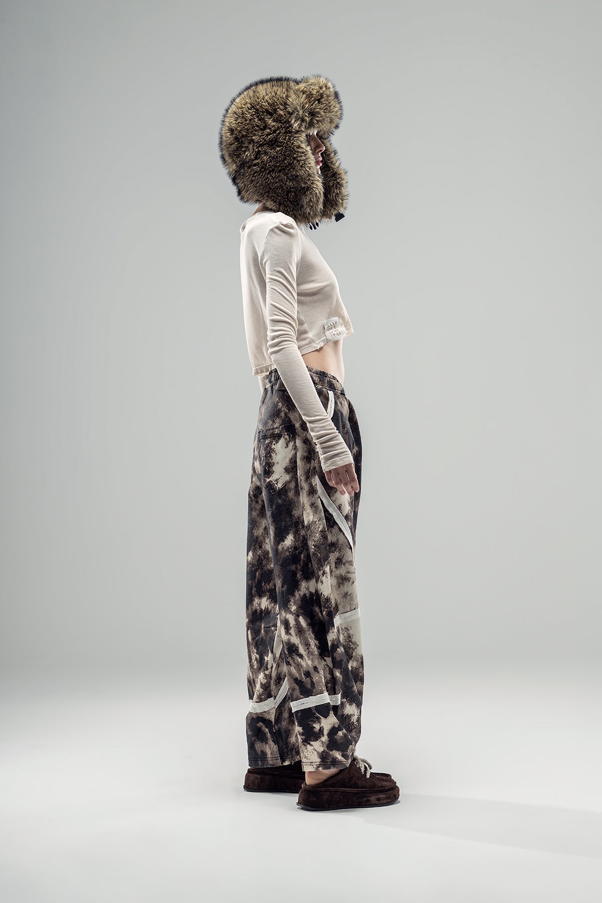 Dark Brown Beige Trousers 20329